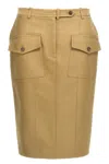 Tom Ford Stretch Cotton Twill Midi Skirt Skirts Beige In Brown