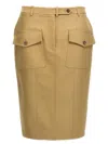 Tom Ford Stretch Cotton Twill Midi Skirt Skirts Beige In Brown