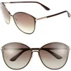 Tom Ford Penelope 59mm Gradient Cat Eye Sunglasses In Shiny Rose Gold/dark Brown