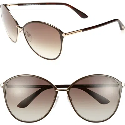 Tom Ford Penelope 59mm Gradient Cat Eye Sunglasses In Shiny Rose Gold/dark Brown