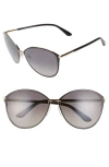Tom Ford Penelope 59mm Gradient Polarized Cat Eye Sunglasses In Shiny Rose Gold/smoke