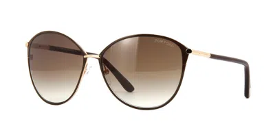 Pre-owned Tom Ford Penelope Ft 0320 Brown Gold Havana/brown Amber Shaded (28f) Sunglasses
