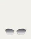 Tom Ford Penelope Gradient Acetate & Metal Round Sunglasses In White