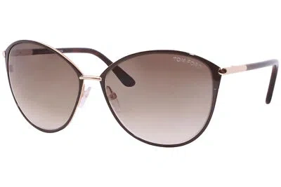 Pre-owned Tom Ford Penelope Tf320 28f Sunglasses Women's Rose Gold-havana/brown Gradient