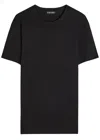 Tom Ford Crewneck T-shirt With Logo Embroidery On The Front And Perforated Design In Cotton Man In Black