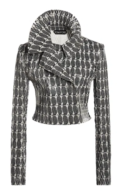 Tom Ford Perforated Leather Jacket In Gray