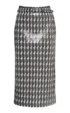 Tom Ford Perforated Leather Midi Skirt In Gray