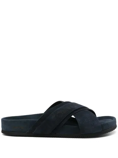 Tom Ford Perforated-logo Slides In Blue