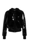 Tom Ford Perforated Patent Leather Bomber Jacket In Black