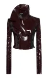 Tom Ford Perforated Patent Leather Jacket In Burgundy