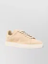Tom Ford Perforated Suede Lace-up Sneaker With Round Toe In Neutrals