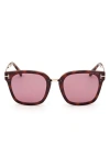 Tom Ford Philippa 68mm Gradient Square Sunglasses In Dark Havana/violet