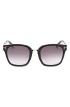 Tom Ford Philippa Square Injection Plastic Sunglasses In Shiny Black/smoke