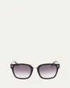 Tom Ford Philippa Square Injection Plastic Sunglasses In Shiny Black