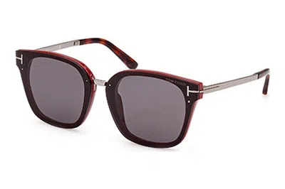 Pre-owned Tom Ford Phillippa Square Sunglasses Bordeaux/smoke (ft1014-71a-68)