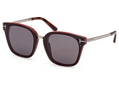 Pre-owned Tom Ford Phillippa Square Sunglasses68) In Bordeaux/smoke (ft1014/71a