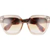 Tom Ford Phobe 56mm Square Sunglasses In Shiny Light Brown/smoke