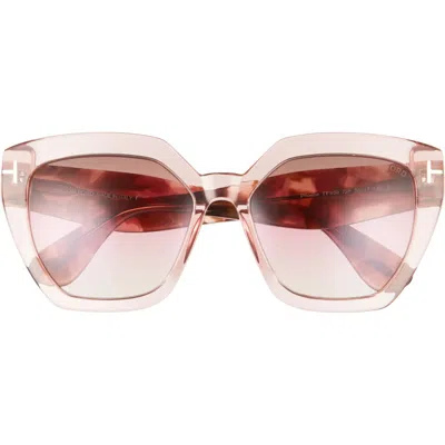 Tom Ford Phobe 56mm Square Sunglasses In Shiny Pink/gradient Brown
