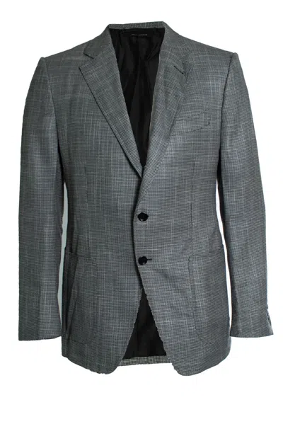 Pre-owned Tom Ford , Pied De Poule O`conner Blazer In Gray