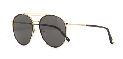 Pre-owned Tom Ford Pierre-02 Ft 1000 Shiny Black And Havana/yellow (05e) Sunglasses