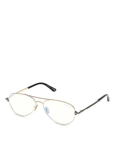 Tom Ford Pilot Blue Light Glasses, 56mm In Gold