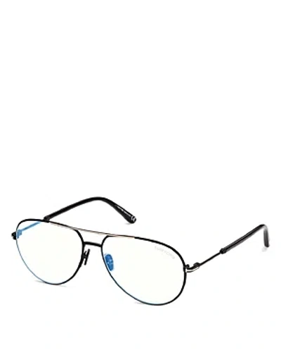 Tom Ford Men's 55mm Aviator Blue Block Glasses In Black Blue