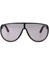 Tom Ford Mens Ft1182 Achilles Pilot-frame Acetate Sunglasses Shiny Black In Black