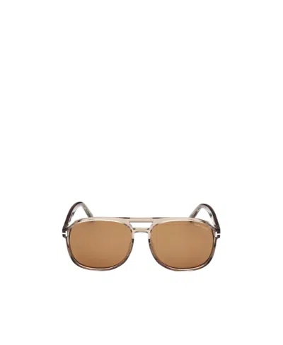 Tom Ford Pilot Frame Tinted Sunglasses In Nude