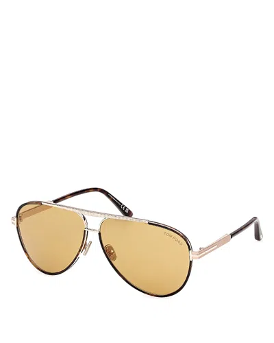 Tom Ford Pilot Metal Sunglasses, 63mm In Gold