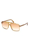 Tom Ford Pilot Sunglasses, 56mm In Yellow/brown