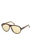 Tom Ford Men's Quincy 59mm Pilot Sunglasses In Havana/yellow Solid