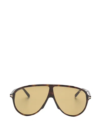 Pre-owned Tom Ford Pilot-frame Sunglasses In Brown