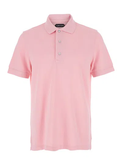 Tom Ford Pimk Short-sleeves Polo In Cotton Piquet Jersey Man In Pink