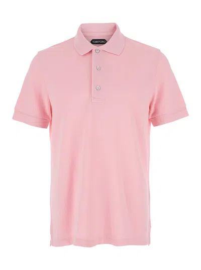 TOM FORD TOM FORD PIMK SHORT-SLEEVES POLO IN COTTON PIQUET JERSEY MAN