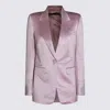 Tom Ford Satin Blazer With Notched Lapels And Pockets In Pink