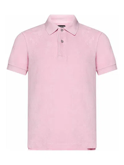 Tom Ford Pink Cotton Blend Towelling Polo Shirt
