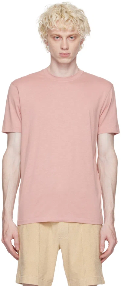 Tom Ford Logo-embroidered Lyocell And Cotton-blend Jersey T-shirt In Pink