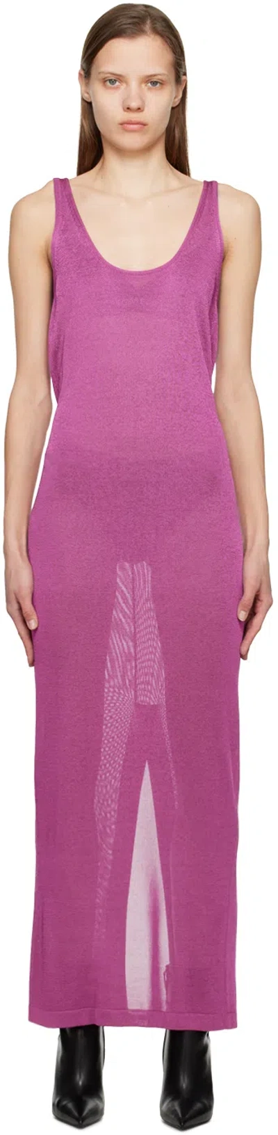 Tom Ford Pink Glossy Maxi Dress In Dp780 Fuxia