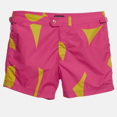 Pre-owned Tom Ford Pink Printed Nylon Swim Shorts S