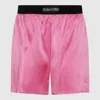 Tom Ford Flamingo Pink Silk Blend Shorts With Logo Waistband And Side Slits In Pink Carnation