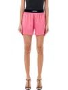 Tom Ford Velvet-trimmed Silk-blend Satin Shorts In Light Pink