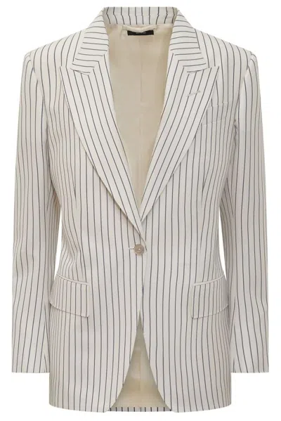 Tom Ford Striped Blazer In White