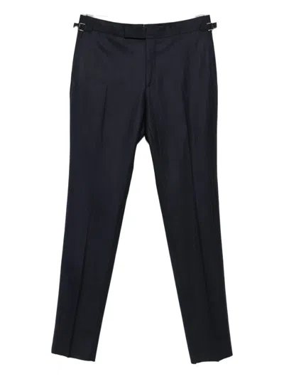 Tom Ford Pinstripe Buckle-fastening Trousers In Black