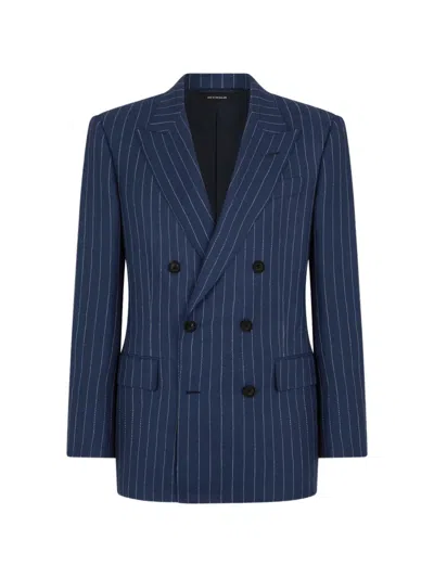 Tom Ford Pinstripe Double-breasted Jacket In Black