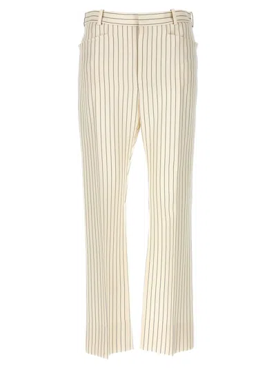 Tom Ford Pinstripe Pants In White/black