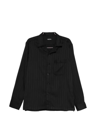 Tom Ford Pinstripe-pattern Pocket Shirt In Black