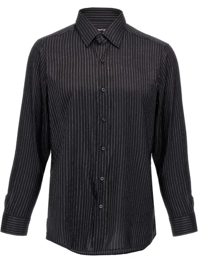Tom Ford Pinstripe-pattern Shirt In Black