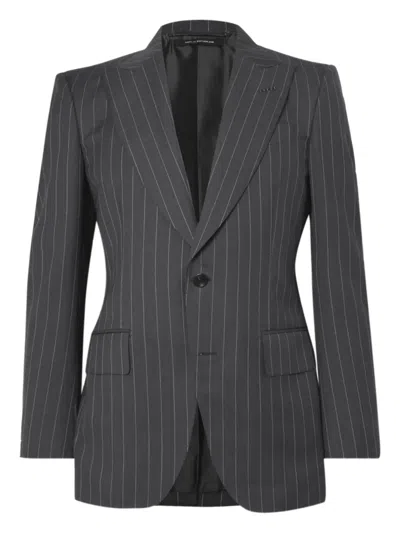 Tom Ford Pinstripe Single-breasted Suit In Gray