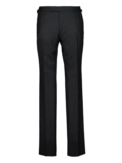 Tom Ford Pinstripe Tailored Trousers In Black