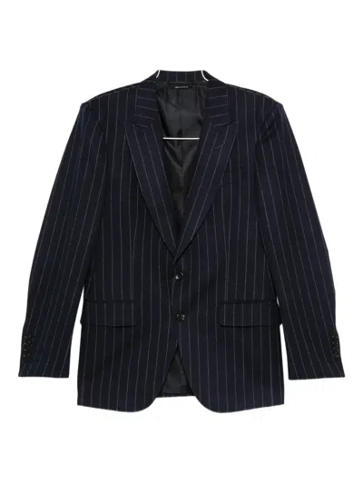 Tom Ford Pinstripe Wool Jacket In Blue